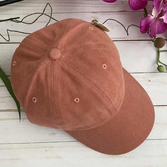 Coral Color Acid Washed Baseball Cap - Picture 2 of 5